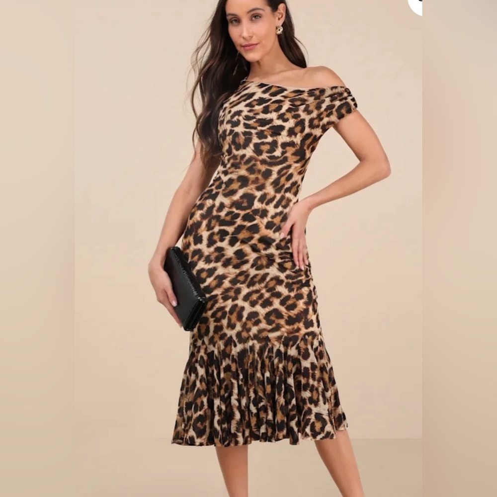 Lulu's One Shoulder Leopard Print Dress